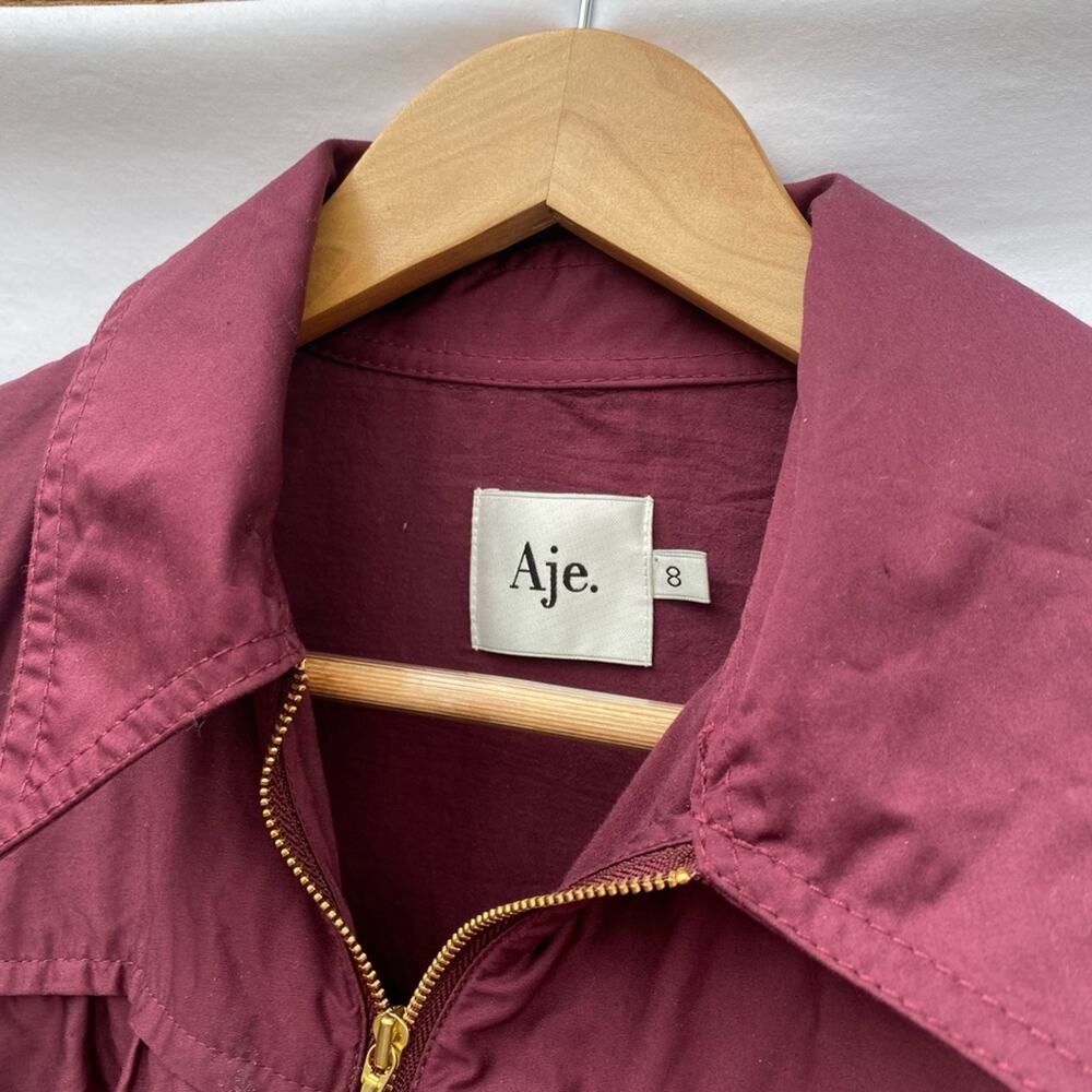 Aje. Wine red tiered zip Francis Mini Dress - Picture 6 of 9